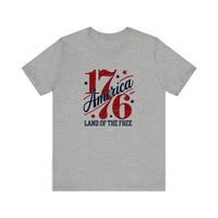 America 1776 Land Of The Free Quality Tee — Athletic Heather