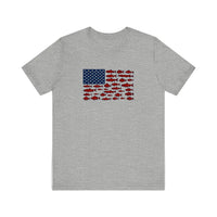 Stars And Stripes Fish Flag Quality Tee — Athletic Heather