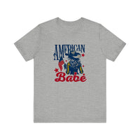 American Babe Cowgirl Flag Quality Tee — Athletic Heather