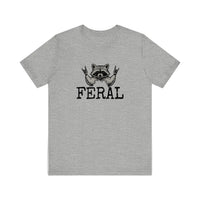 Feral Raccoon Rock Hands Quality Tee — Athletic Heather