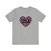 USA Hearts And Stars Quality Tee — Athletic Heather
