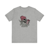Skeleton Staying Alive Quality Tee — Athletic Heather