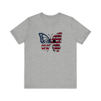 Patriotic Floral Butterfly Quality Tee — Athletic Heather