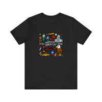 Happy 250 America Doodle Quality Tee — Black