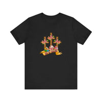 He Is Risen Floral Crosses Quality Tee — Black