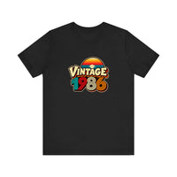 Vintage 1986 Retro Sunset Quality Tee — Black