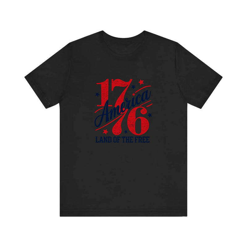 America 1776 Land Of The Free Quality Tee — Black