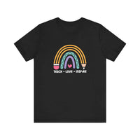 Teach Love Inspire Pencil Rainbow Quality Tee — Black
