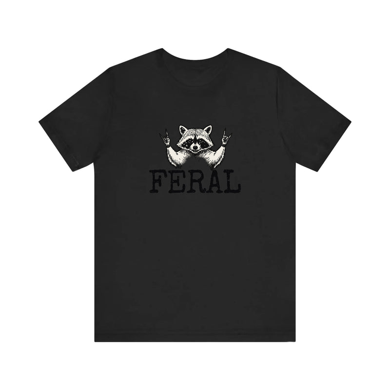 Feral Raccoon Rock Hands Quality Tee — Black