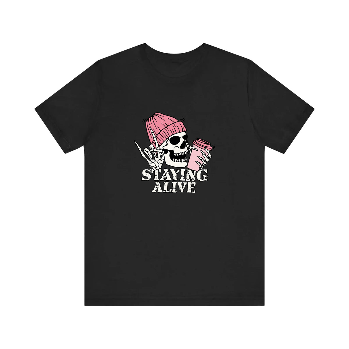 Skeleton Staying Alive Quality Tee