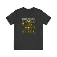 Women In Science Icons Grid Quality Tee — Dark Grey Heather