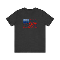 Stars And Stripes Fish Flag Quality Tee — Dark Grey Heather