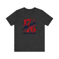 America 1776 Land Of The Free Quality Tee — Dark Grey Heather