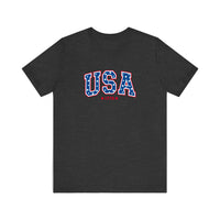 USA 1776 Varsity Stars Quality Tee — Dark Grey Heather