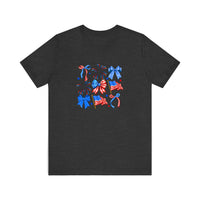 Patriotic Bows And Flags Quality Tee — Dark Grey Heather