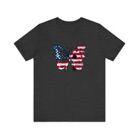 Patriotic Floral Butterfly Quality Tee — Dark Grey Heather