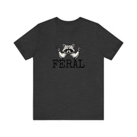Feral Raccoon Rock Hands Quality Tee — Dark Grey Heather