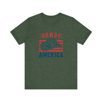 Howdy America Cowboy Hat Quality Tee — Heather Forest