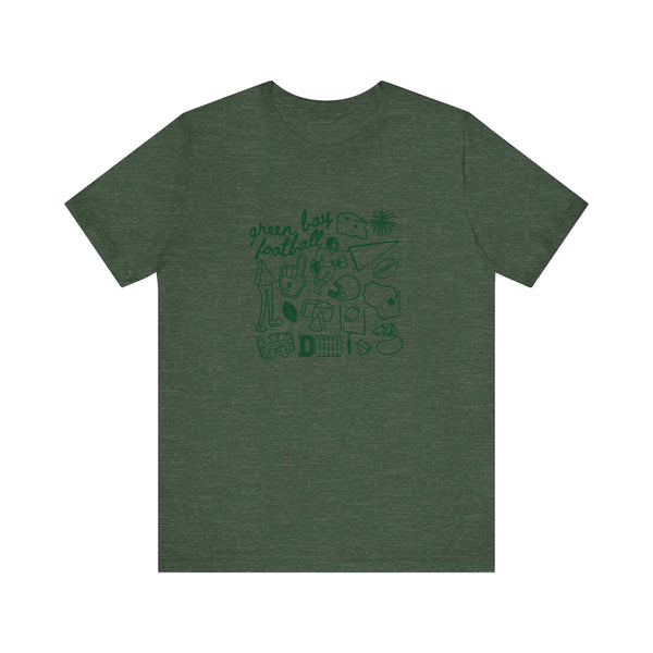 Green Bay Football Doodle Collage Quality Tee