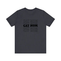 Cat Mom Retro Repeat Quality Tee — Heather Navy