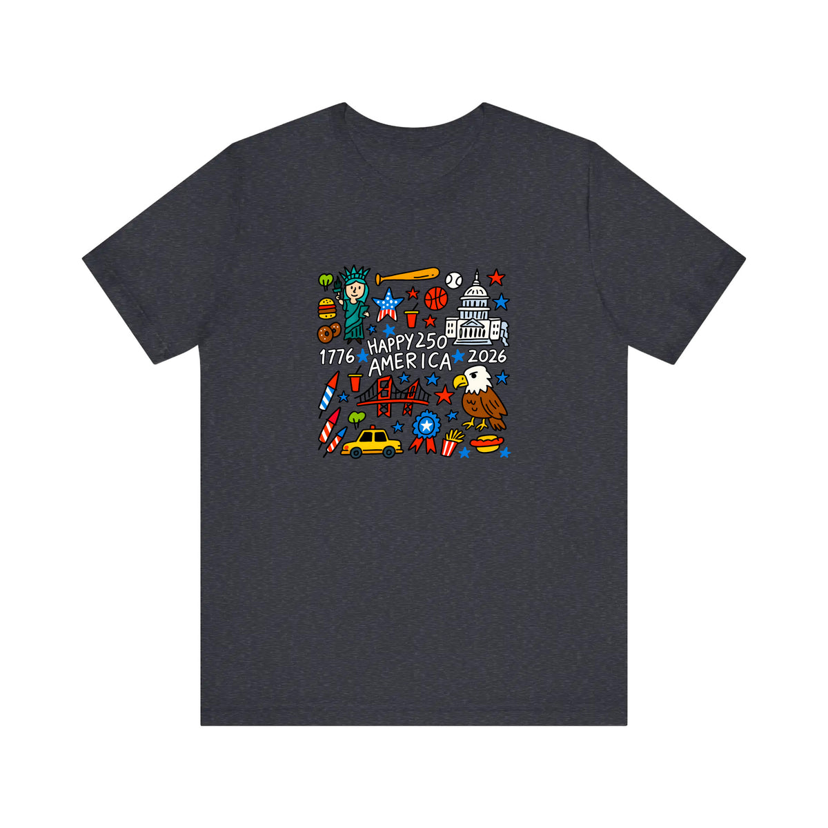 Happy 250 America Doodle Quality Tee