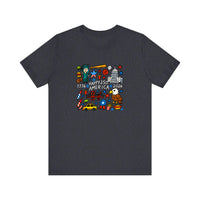 Happy 250 America Doodle Quality Tee — Heather Navy