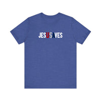 Jesus Saves USA Quality Tee — Heather True Royal