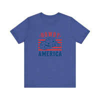 Howdy America Cowboy Hat Quality Tee — Heather True Royal