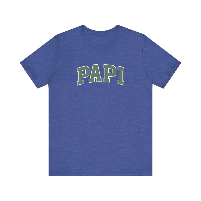 Papi Varsity Letters Quality Tee — Heather True Royal