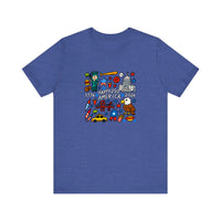 Happy 250 America Doodle Quality Tee — Heather True Royal