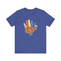 Hand Turkey In A Top Hat Quality Tee — Heather True Royal