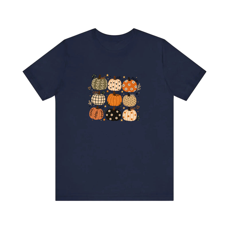 Patterned Pumpkin Patch Quality Tee — Navy