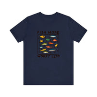 Fish More Worry Less Quality Tee — Navy