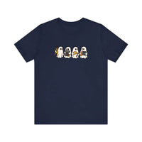 Math Ghosts With Calculators Quality Tee — Navy