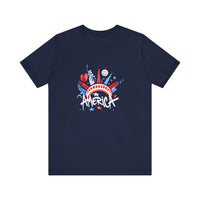 America Liberty Crown Graffiti Quality Tee — Navy
