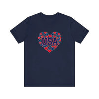USA Hearts And Stars Quality Tee — Navy