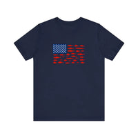 Stars And Stripes Fish Flag Quality Tee — Navy