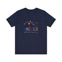 America Wildflowers Freedom Brave Quality Tee — Navy