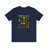 Women In Science Icons Grid Quality Tee — Navy