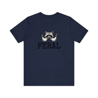 Feral Raccoon Rock Hands Quality Tee — Navy