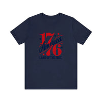 America 1776 Land Of The Free Quality Tee — Navy