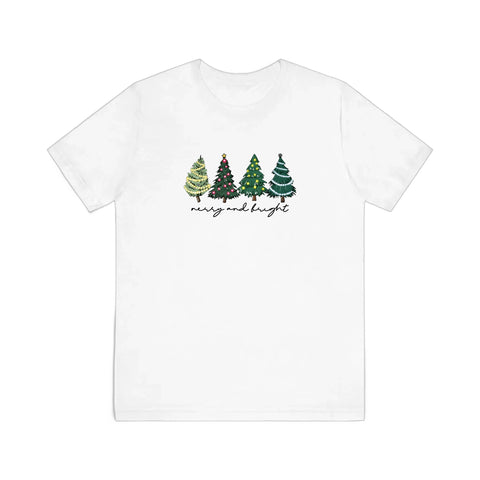 Merry And Bright Christmas Trees Quality Tee