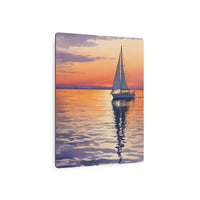 Tranquil Sunset Sailboat Over Calm Ocean Waters