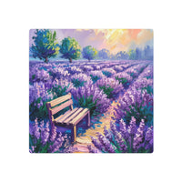 Lavender Bench at Sunset in Bloom