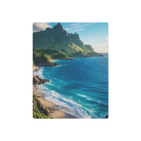 Sunlit Mountain Coastline in Turquoise Serenity