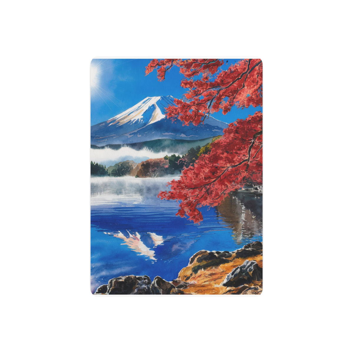 Autumn Reverie Over Fuji with Crimson Maples