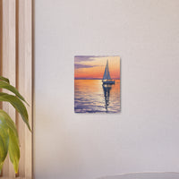 Tranquil Sunset Sailboat Over Calm Ocean Waters