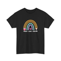 Teach Love Inspire Pencil Rainbow Tee — Black