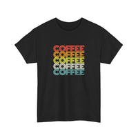 Retro Rainbow Coffee Stack Tee — Black