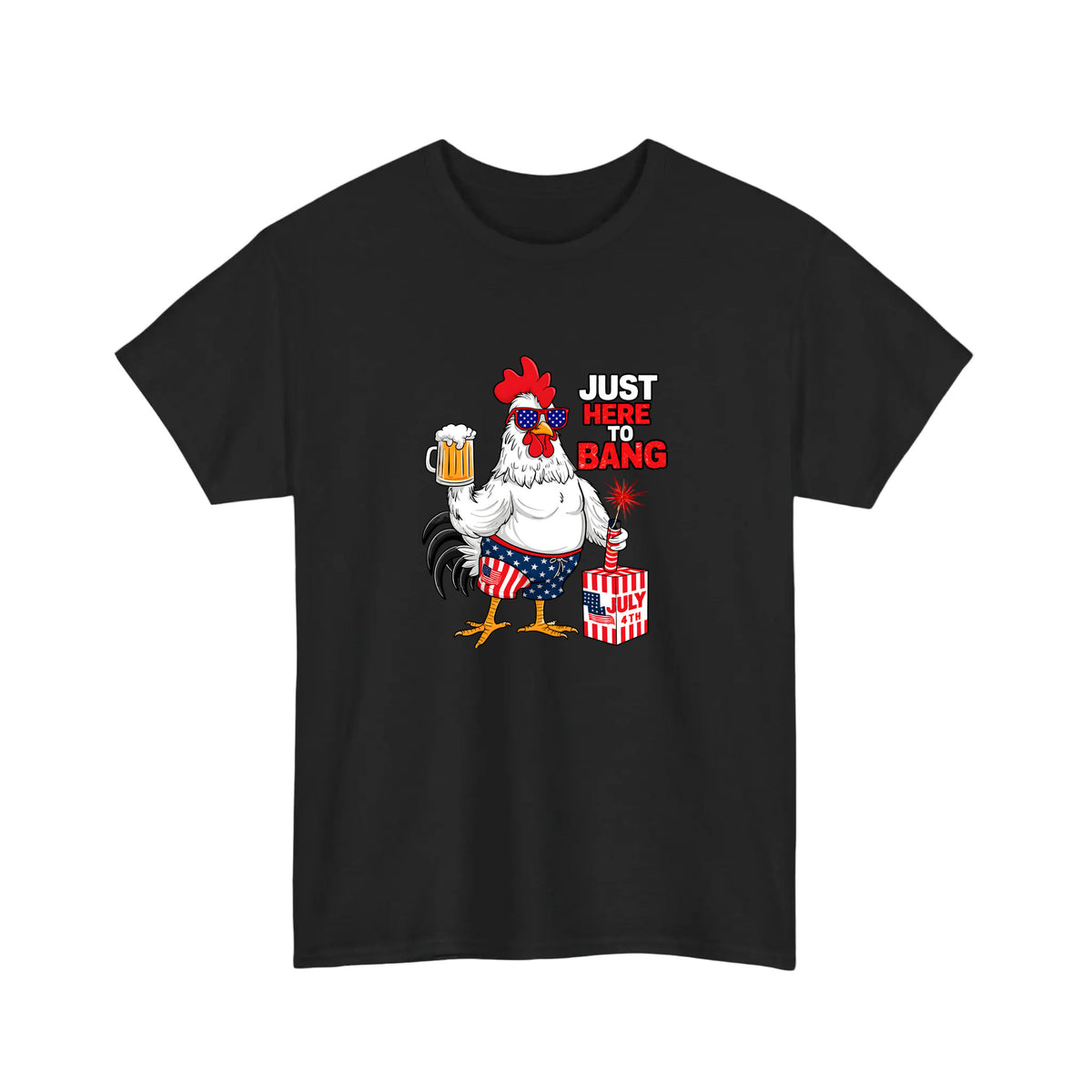Just Here To Bang Rooster Tee